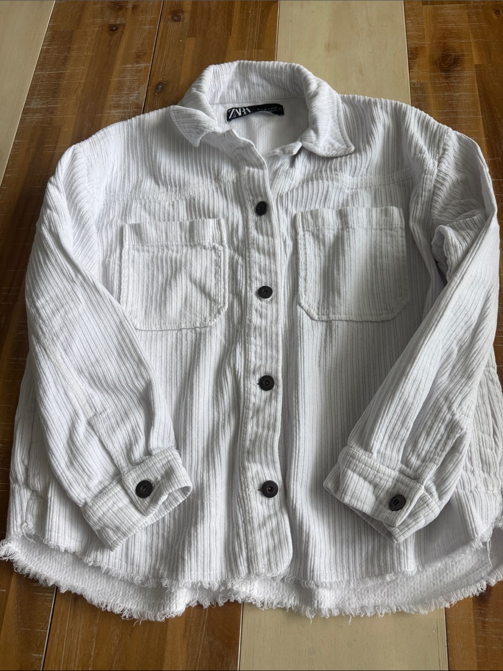 ZARA White Textured Button-Front Jacket